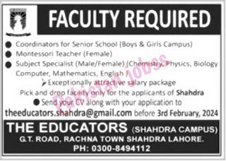 Educators Jobs in Lahore 2024 apply online