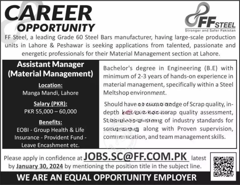 FF Steel Jobs Jan 2024 in Pakistan